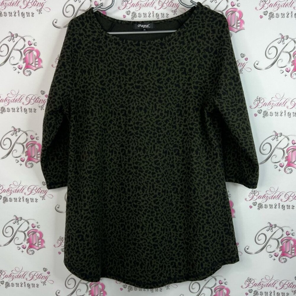 Papa Vancouver long sleeve cheetah print Women's Black green Leopard Print Top